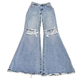 Rolla’s Eastcoast Flare Jeans 26 High Rise Distressed Light Wash Denim